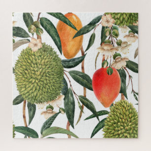 Waterverf tropische durian, mangopatroon. legpuzzel