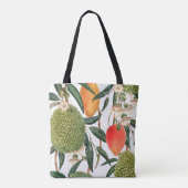 Waterverf tropische durian, mangopatroon. tote bag (Achterkant)