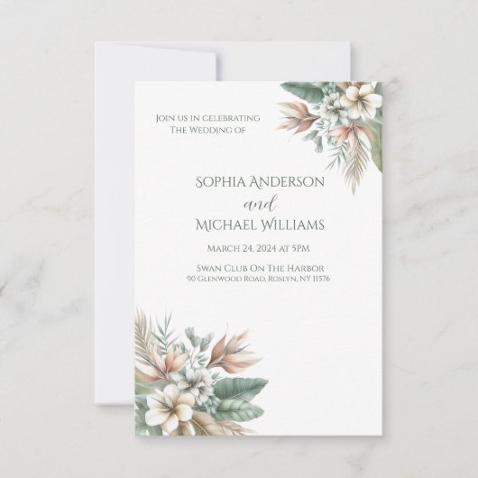 Waterverf tropische elegantie-bruiloft kaart (Voorkant)