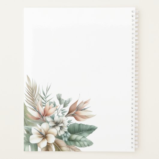 Waterverf Tropische Elegantie-Bruiloft-Planner Planner (Achterkant)