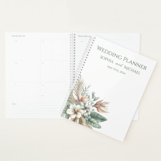 Waterverf Tropische Elegantie-Bruiloft-Planner Planner (Display)