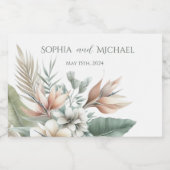 Waterverf tropische elegantie-bruiloft sparkling wijnetiket (Enkel label)