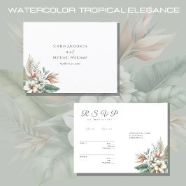 Waterverf Tropische Elegantie-RSVP-Wedding- Briefkaart