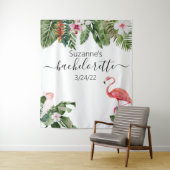 Waterverf Tropische Flamingo Bachelorette Wandkleed (In situ)