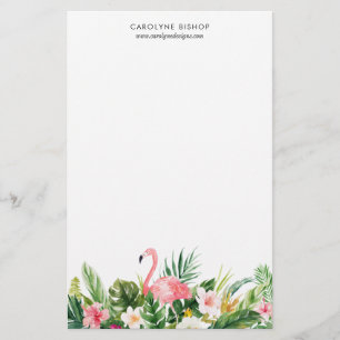 Waterverf Tropische Flamingo Floral Staionery Briefpapier