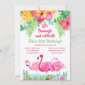 Waterverf tropische flamingo's kaart (Voorkant)