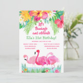 Waterverf tropische flamingo's kaart (Staand voorkant)