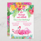 Waterverf tropische flamingo's kaart (Voorkant / Achterkant)