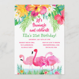 Waterverf tropische flamingo's kaart