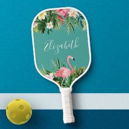 Waterverf tropische flora Blauwgroen Flamingo voeg Pickleball Paddle