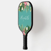 Waterverf Tropische flora Naam Blauwgroen toevoege Pickleball Paddle (Links)