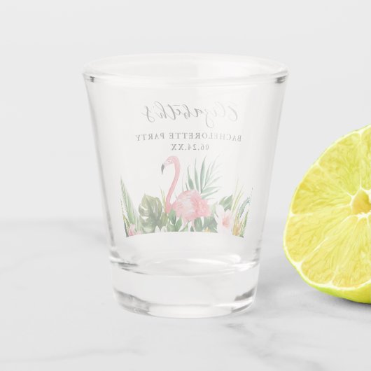 Waterverf Tropische Floral Bachelorette Shot Glas (Achterkant)