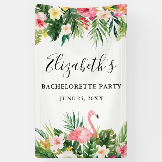 Waterverf Tropische Floral Bachelorette Spandoek (Verticaal)
