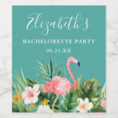 Waterverf Tropische Floral Bachelorette Wijn Etiket (Enkel label)