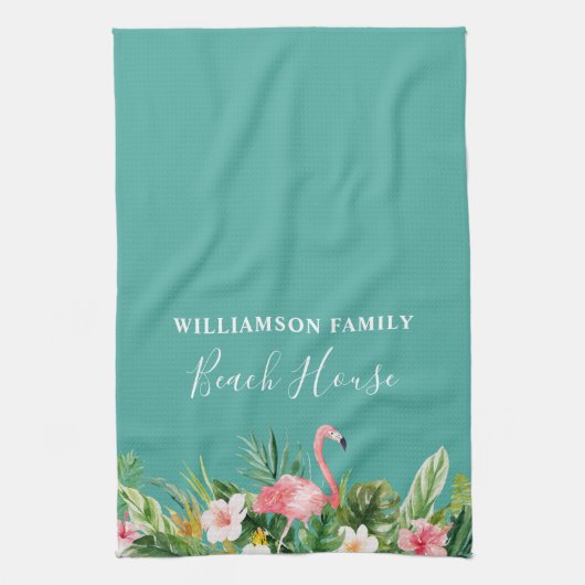 Waterverf Tropische Floral Beach House Theedoek (Verticaal)