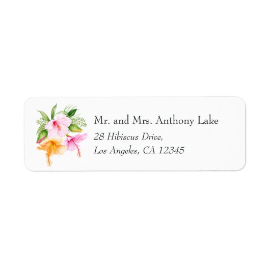 Waterverf Tropische Floral Beach Wedding Etiket (Voorkant)