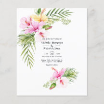 Waterverf Tropische Floral Beach Wedding Invite
