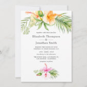 Waterverf Tropische Floral Beach Wedding Kaart (Voorkant)