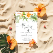 Waterverf Tropische Floral Beach Wedding Kaart
