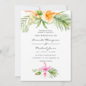 Waterverf Tropische Floral Beach Wedding Kaart (Voorkant)