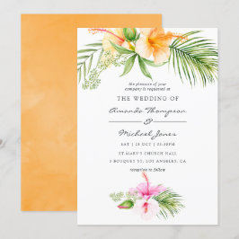 Waterverf Tropische Floral Beach Wedding Kaart
