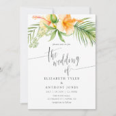 Waterverf Tropische Floral Beach Wedding Kaart (Voorkant)