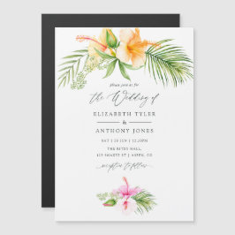 Waterverf Tropische Floral Beach Wedding Magnetische Uitnodiging