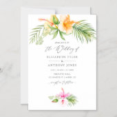 Waterverf Tropische Floral Beach Wedding Magnetische Uitnodiging (Voorkant)