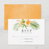Waterverf Tropische Floral Beach Wedding RSVP Kaartje (Voorkant / Achterkant)