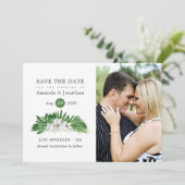 Waterverf Tropische Floral Beach Wedding Save The Date (Staand voorkant)