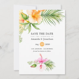 Waterverf Tropische Floral Beach Wedding Save The Date