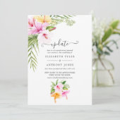 Waterverf Tropische Floral Beach Wedding Update Kaart (Staand voorkant)