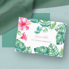 Waterverf Tropische Floral Bridesmaid Kaarten