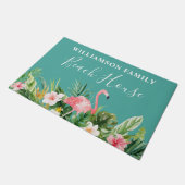 Waterverf Tropische Floral Familienaam Beach House Deurmat (Schuin)