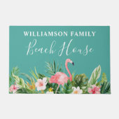 Waterverf Tropische Floral Familienaam Beach House Deurmat (Voorkant)