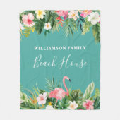 Waterverf Tropische Floral Familienaam Beach House Fleece Deken (Voorkant)