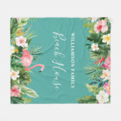 Waterverf Tropische Floral Familienaam Beach House Fleece Deken (Voorkant (Horizontaal))