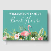 Waterverf Tropische Floral Familienaam Beach House Gastenboek (Voorkant)