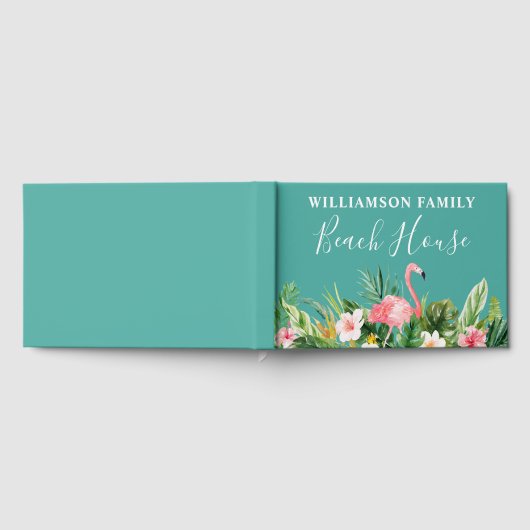 Waterverf Tropische Floral Familienaam Beach House Gastenboek (Volledig)