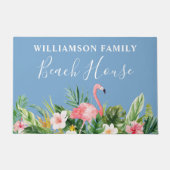 Waterverf Tropische Floral Family Beach House Blue Deurmat (Voorkant)