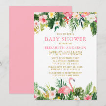 Waterverf Tropische Floral Flamingo Baby shower