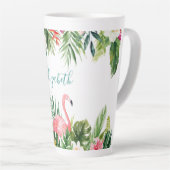 Waterverf Tropische Floral Flamingo Blauwgroen Gro Latte Mok (Rechterhoek)