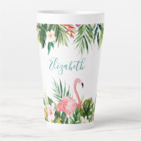 Waterverf Tropische Floral Flamingo Blauwgroen Gro