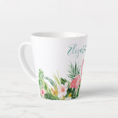 Waterverf Tropische Floral Flamingo Blauwgroen naa Latte Mok (Linkerhoek)