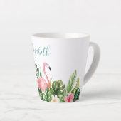 Waterverf Tropische Floral Flamingo Blauwgroen naa Latte Mok (Rechterhoek)