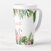 Waterverf Tropische Floral Flamingo Pink Groot Latte Mok (Rechterhoek)