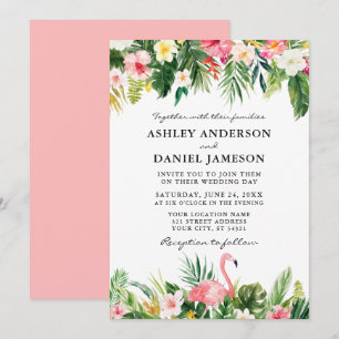Waterverf Tropische Floral Flamingo Weddenschap Ro Kaart