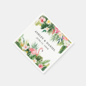 Waterverf Tropische Floral Flamingo Wedding Servet (Hoek)