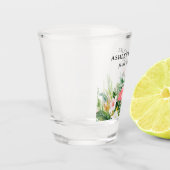 Waterverf Tropische Floral Flamingo Wedding Shot Glas (Links)