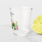 Waterverf Tropische Floral Flamingo Wedding Shot Glas (Rechts)